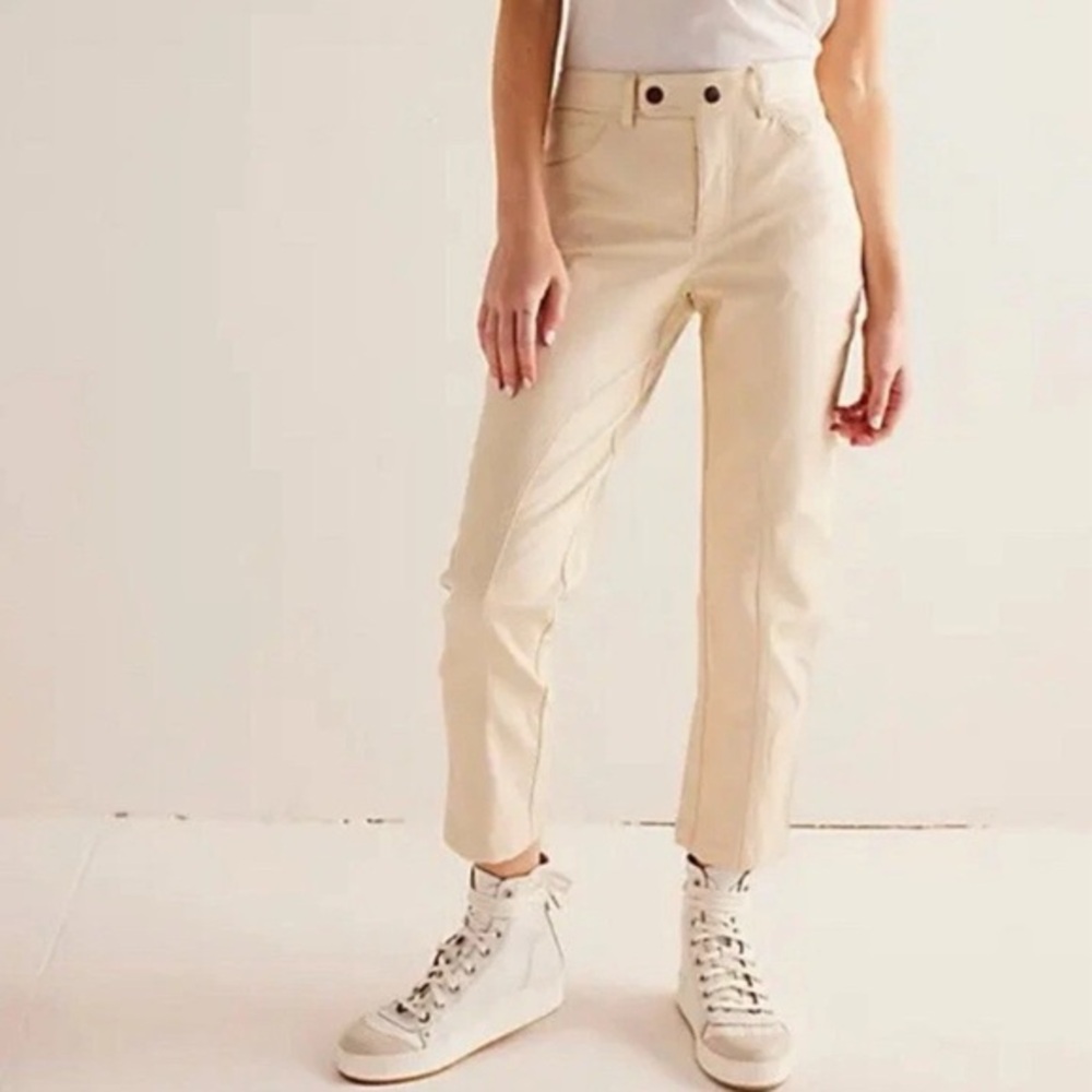 Free People ivory /Cream Vegan Leather Pants size 12